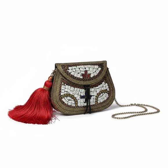 Sam Edelman Handbags - Sam Edelman Metal Gold Tone Mosaic Crossbody Purse